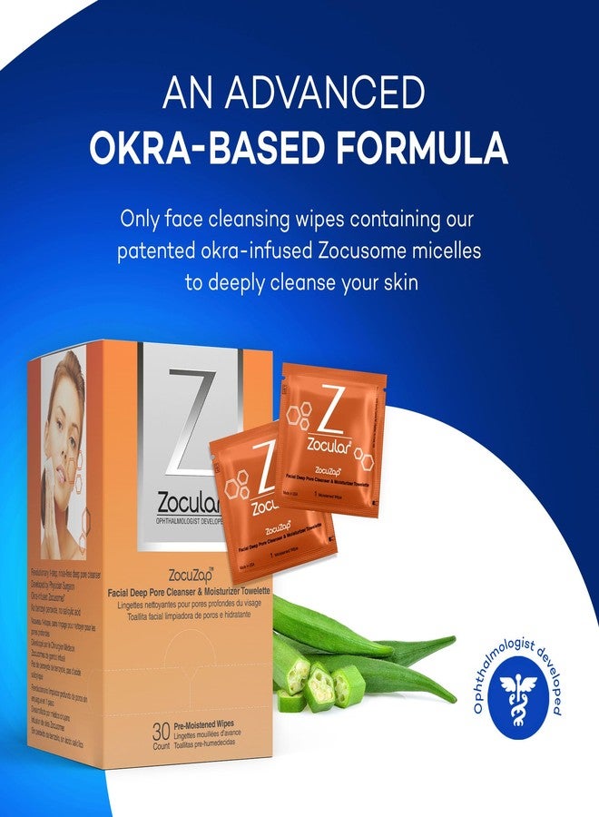 Zocular ZocuZap Face Wipes – Moisturizing Face Cleansing Wipes for Makeup Removal & Gentle Exfoliation with Natural Okra Complex – 15 Count - Image 2